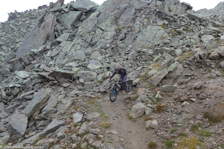 Sandy on the moonscape start of the Brevent descent. Sandy on the moonscape start of the Brevent descent.